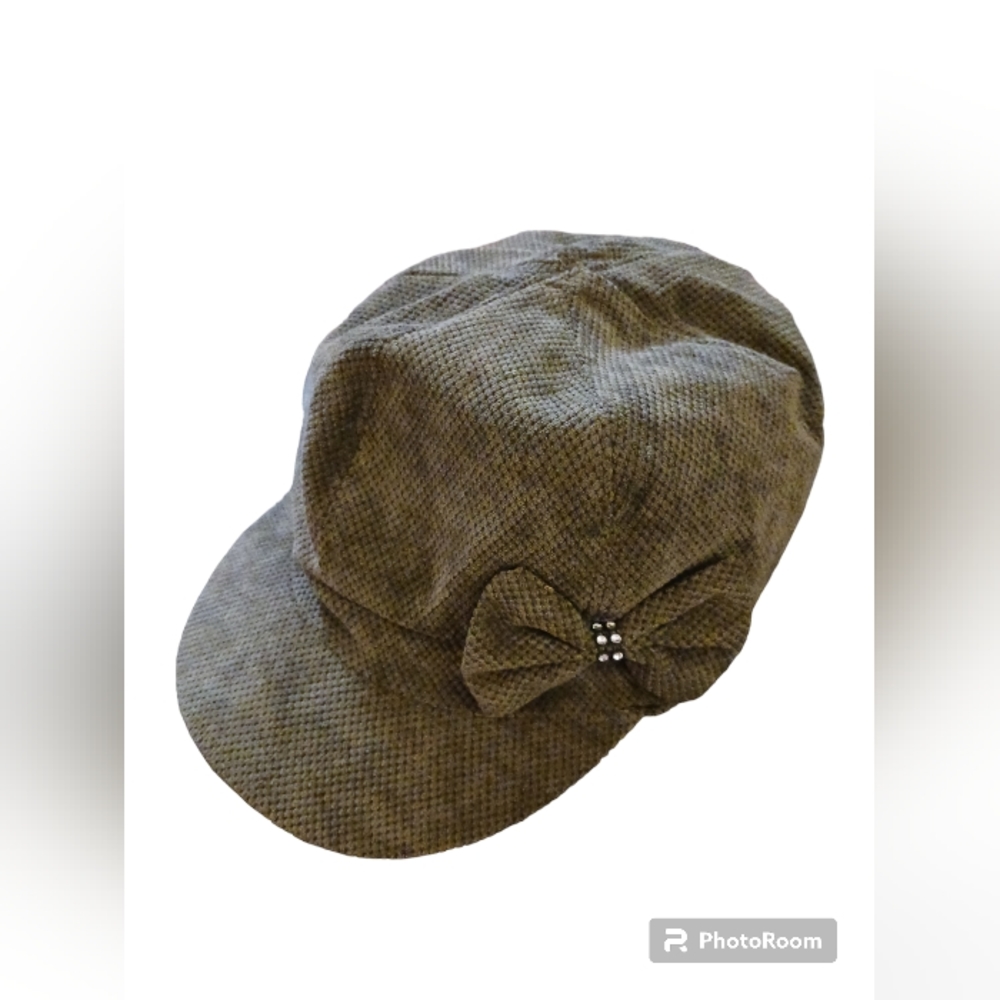 Vintage womens cap with cute bow and rhinestones. A definite fashion statement.